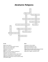 Abrahamic Religions Crossword Puzzle