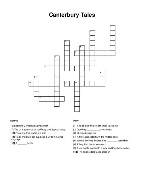 Canterbury Tales Crossword Puzzle