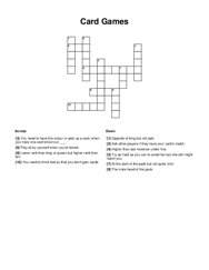 Card Games Crossword Puzzle