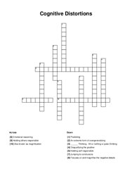 Cognitive Distortions Crossword Puzzle