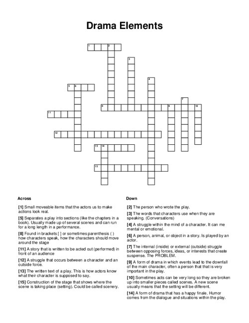 Drama Elements Crossword Puzzle
