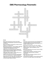 EMS Pharmacology Paramedic Crossword Puzzle
