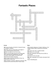 Fantastic Places Crossword Puzzle