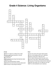 Grade 4 Science: Living Organisms Crossword Puzzle