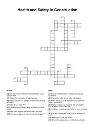 Health and Safety in Construction Crossword Puzzle