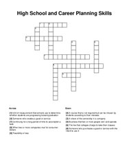 High School and Career Planning Skills Crossword Puzzle