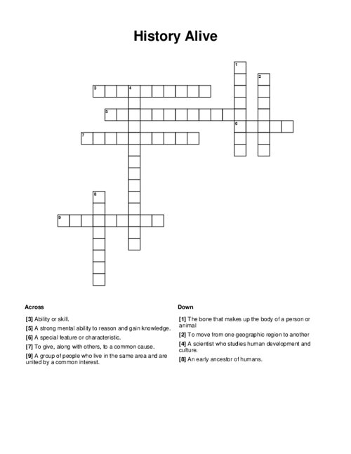 History Alive Crossword Puzzle