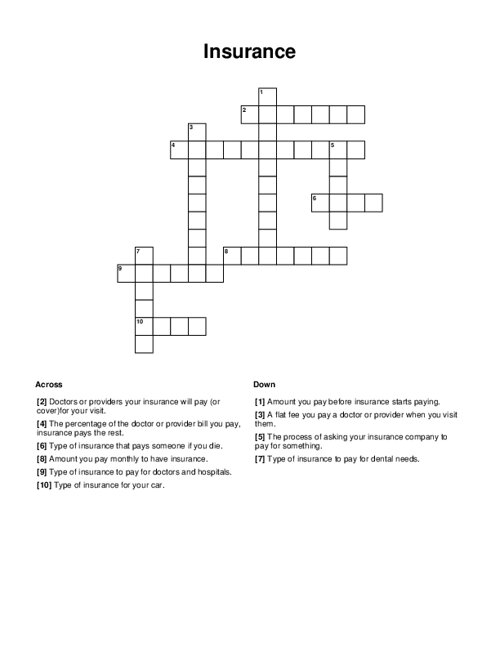 Insurance Crossword Puzzle