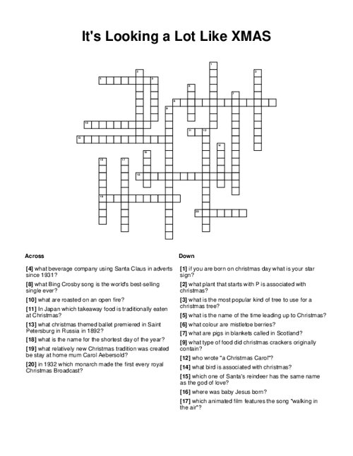 It's Looking a Lot Like XMAS Crossword Puzzle