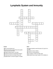 Lymphatic System and Immunity Crossword Puzzle