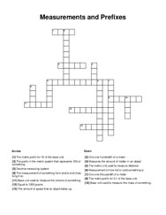 Measurements and Prefixes Crossword Puzzle