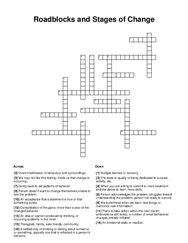 Roadblocks and Stages of Change Crossword Puzzle
