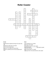 Roller Coaster Crossword Puzzle