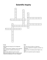 Scientific Inquiry Crossword Puzzle