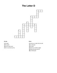 The Letter D Crossword Puzzle