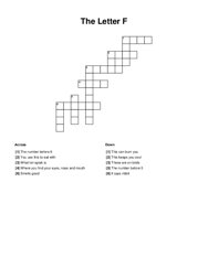 The Letter F Crossword Puzzle