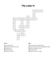 The Letter H Crossword Puzzle