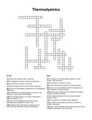 Thermodyamics Crossword Puzzle