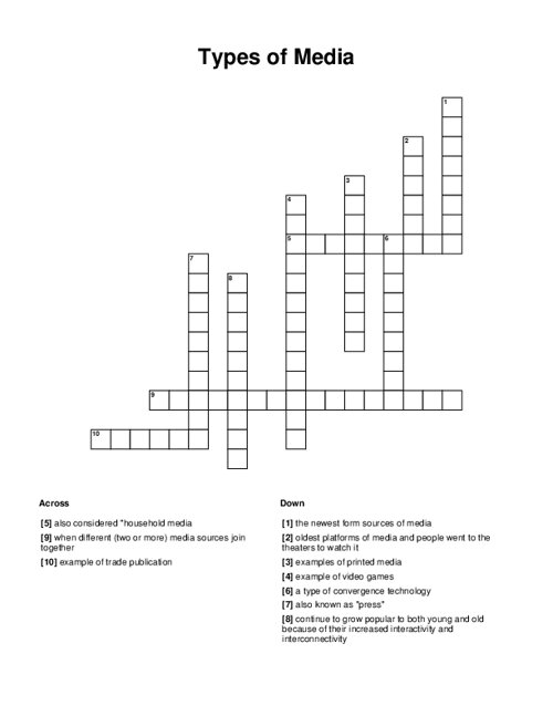 Types of Media Crossword Puzzle