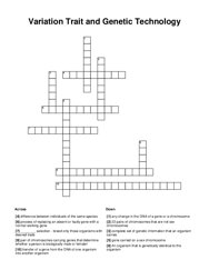 Variation Trait and Genetic Technology Crossword Puzzle