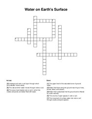 Water on Earths Surface Crossword Puzzle