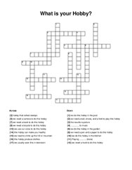 What is your Hobby? Crossword Puzzle