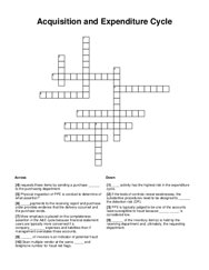 Acquisition and Expenditure Cycle Crossword Puzzle