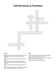 Cell Structures & Functions Crossword Puzzle