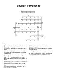 Covalent Compounds Crossword Puzzle