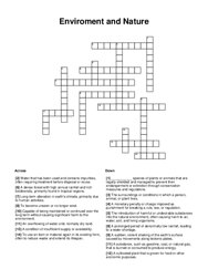 Enviroment and Nature Crossword Puzzle