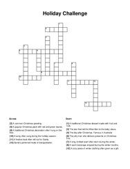 Holiday Challenge Crossword Puzzle
