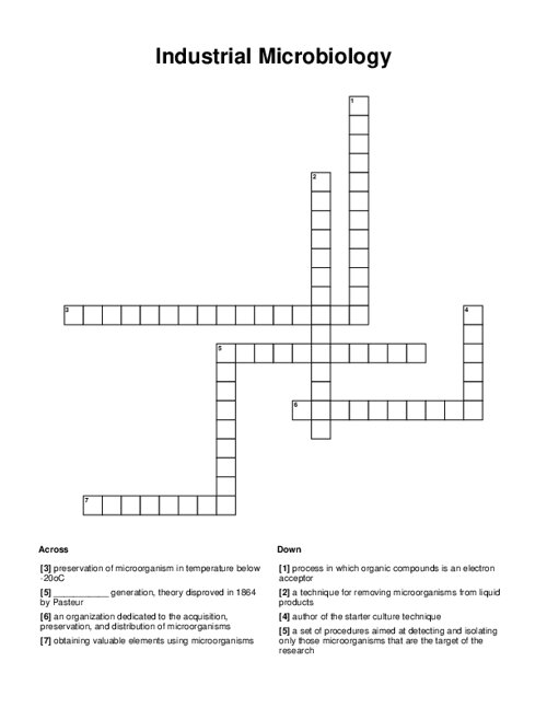 Industrial Microbiology Crossword Puzzle
