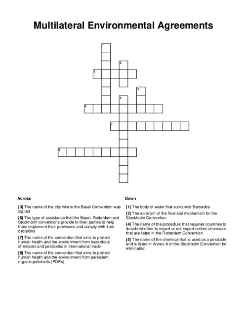 Multilateral Environmental Agreements Crossword Puzzle
