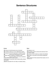 Sentence Structures Crossword Puzzle