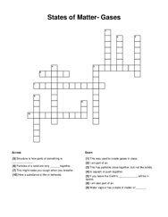 States of Matter- Gases Crossword Puzzle