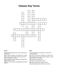 Volcano Key Terms Crossword Puzzle