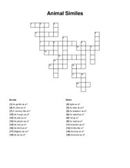 Animal Similes Crossword Puzzle