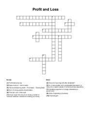 Profit and Loss Crossword Puzzle