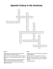 Spanish Colony in the Americas Crossword Puzzle