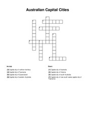 Australian Capital Cities Crossword Puzzle