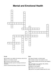 Mental and Emotional Health Crossword Puzzle