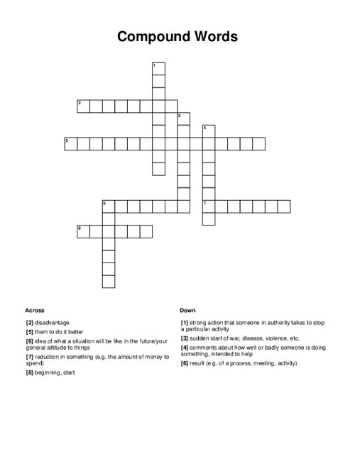 Compound Words Crossword Puzzle
