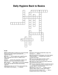 Daily Hygiene Back to Basics Crossword Puzzle