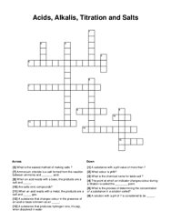 Acids, Alkalis, Titration and Salts Crossword Puzzle