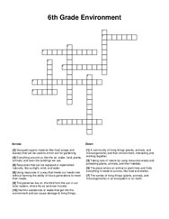 6th Grade Environment Crossword Puzzle