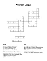 American League Crossword Puzzle
