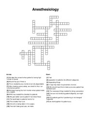 Anesthesiology Crossword Puzzle