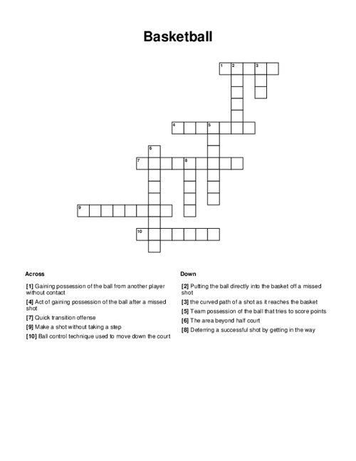 Basketball Crossword Puzzle