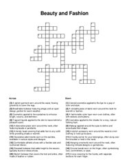 Beauty and Fashion Crossword Puzzle