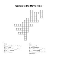 Complete the Movie Title Crossword Puzzle